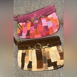 Coach Multicolor Suede Patchwork Vintage Wristlets - Set of 2